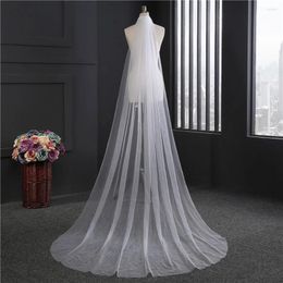 Bridal Veils Long Wedding Veil enkele laag Tule Cathedral Chapel Floor met haarzijde Kam voor bruid (wit)