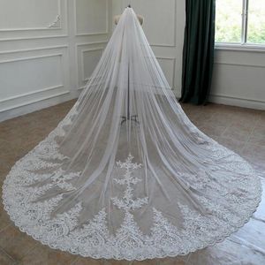 Voiles de mariée Luxueux Dentelle Appliques 1 Couche 3M Voile De Mariage Cathédrale Ivoire Velo De Novia Accessoires