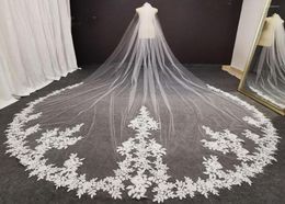 Voiles de mariée Luxe 4 mètres de long voile de mariage en dentelle avec peigne blanc ivoire haute qualité mariée coiffes accessoires 20221775553