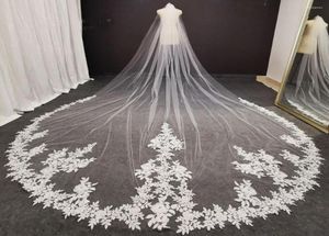 Bruidssluiers Luxe 4 meter lange kanten bruidssluier met kam Wit ivoor Hoge kwaliteit bruidhoofddeksels Accessoires 20221775553