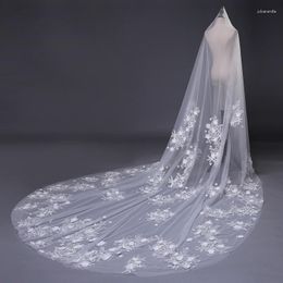 Bridal Veils Mingli Tengda Bride Long 3 M Wide White Veil Huwelijksaccessoires Wedding Decoratie Eén laag Velo Applique