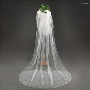 Bridal Veils Nzuk 3 M Cathedral Tule Wedding Veil 2 lagen lang met kam lint rand vrouw trouwen met accessoires