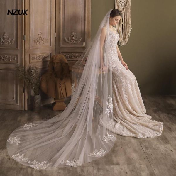 Voiles de mariée NZUK cathédrale voile coiffure fiançailles mariage cheveux ornement appliqué longs accessoires pour les femmes