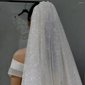 Voiles de mariée NZUK Champagne Couleur Shiny Veil Cover Face Wedding Short For Bride