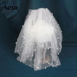 Bridal Veils Nzuk Full with Pearl Short Wedding Veil Design Velos de Novia Vail Headwear 301K