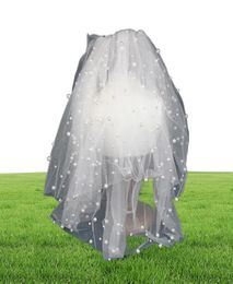 Bridal Veils Nzuk Full with Pearl Short Wedding Veil Design Velos de Novia Vail Headwear2900118