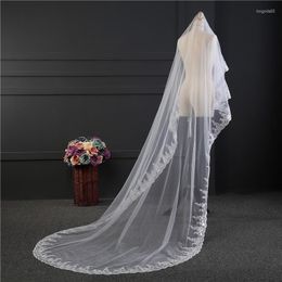 Bruidssluiers Nzuk Hoge kwaliteit Kathedraal Veil met kam Blusher Lace Appliques 3 meter lang 1t Wedding Cover Face Voile Mariage