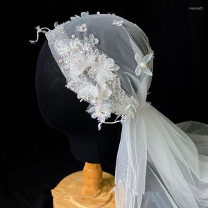 BRIDAL VEILS NZUK Wedding Cap Vintage Handmade 3D Appliques Veil voor bruid Velos de novia 2023 Voiles Mariage