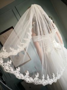 Bruids sluiers een laag witte of ivoor kanten bruiloft sluier tule voor bruid met kam mm accessoires