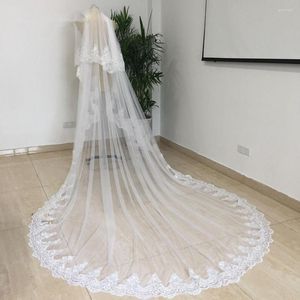 Bruids Veils Echte Pos Lace Cathedral Wedding Veil 2 Laag 3 meter Wit ivoor met Comb Accessoires Velos de Novia