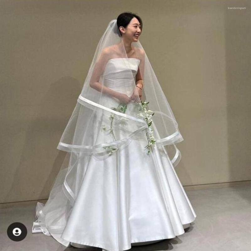 Voiles de mariée Ruban Voile de mariage sans peigne Une couche Horsehem