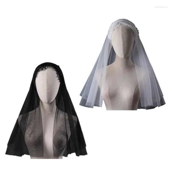 Voiles de mariée Voile de mariage court pour dame femmes église catholique Mantilla dentelle tenue de fête