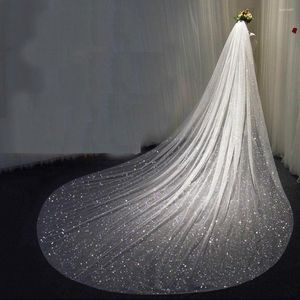 Bridal Veils Sparkly Bling Wedding Lange Kathedraal Lengte Lovertjes Kralen Bruid Sluier Met Gratis Kam