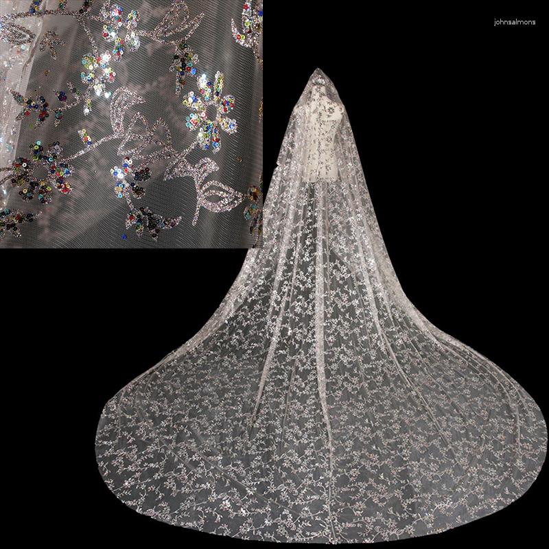 Bridal Welle Blosly Wedding High-end Long Cathedral Cathined Ceads 350 cm Mariage Bride Veil Akcesoria