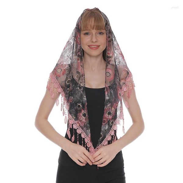 Bridal Veils Spring y Autumn Fashion Lace Velo Color Versión coreana Bufanda Triangle