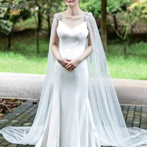 Voiles de mariée TOPQUEEN G21 Châle Tulle Wraps Dentelle Appliqué Boléro De Mariage Femmes Plus Taille Boléros Pour Femme