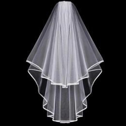 Veaux de mariée en tulle crinket hem de mariage voile courte accessoires de tête de mariée mantille avec peigne 305b