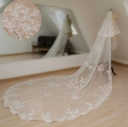 Bridal Veils Two Tier Classic Flower Wedding Veil Bloemige Royal Cathedral Vintage Lace Ivory Custom