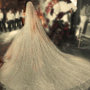 BRIDAL VEILS V101 Sparking sluier Glitter Wedding Lang 3M/5m Luxury Cathedral Champagne gekleurde sluiersbridal