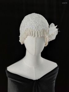 Voiles de mariée V125 réel Pos Vintage des années 1920 une couche Appliques dentelle avec perles voile accessoires de mariage pour