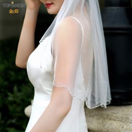 Bridal Veils V33 Mariage Crystal Beded Edge Luxury Veil pour la Bride Bachelorette Party Sparklybridal