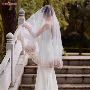 Bridal Veils V59 Zwitserse voile pure witte kanten stof champagne bruiloft sluier gouden bruid zonder kam Turkije