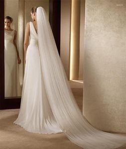 Bridal Veils Veil Long White/Ivory Simple Plain Wedding With Comb Cathedral For Bride Velo De Novia Accessories 300cm