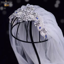 Bridal Veils vs487 met parels en strass -stalen die een voorsprong zijn op bruiloftskralen kralen headpiecesbridal