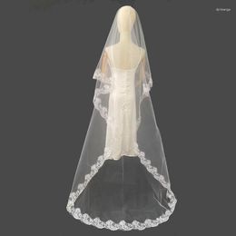 Voiles de mariée Accessoires de mariage Long Voile Dentelle Longueur de plancher Église Blanc Mariée Vail