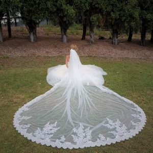 Voiles de mariée Accessoire de mariage 3,5 mètres Voile de dentelle complète Blanc Ivoire Longueur sur mesure Appliques Long Voile Mariag