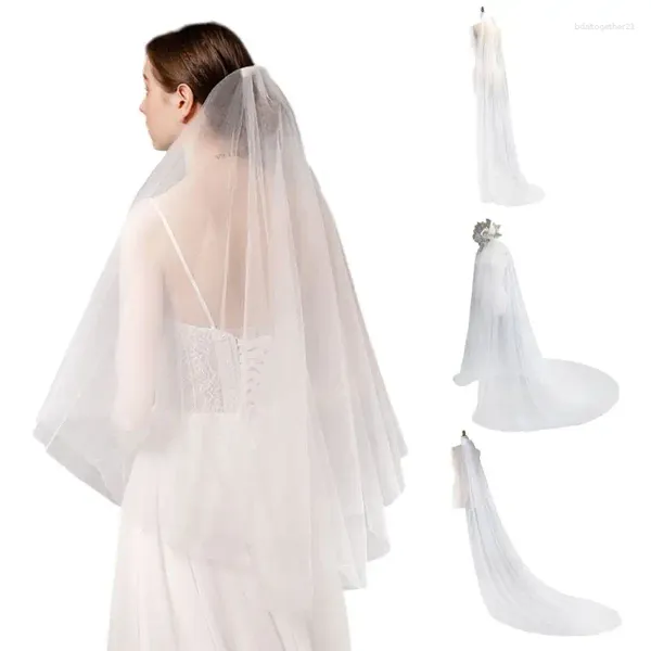 Veaux de mariée accessoires de robe de mariée voile simple pour un fil nu de traîne extra long