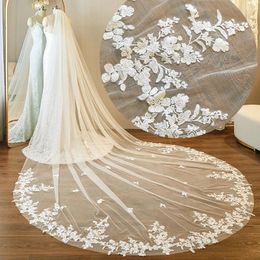 Bruids sluiers bruiloft sluier 3 meter elegantes volledige toegewezen lange ivoor 2024 accessoires boda velo de novia