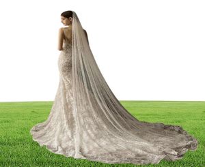 Voiles de mariée Voile de mariage avec perles une couche longue cathédrale mariée Velos de Noiva cristal perlé pour peigne en métal ivoire blanc2993911