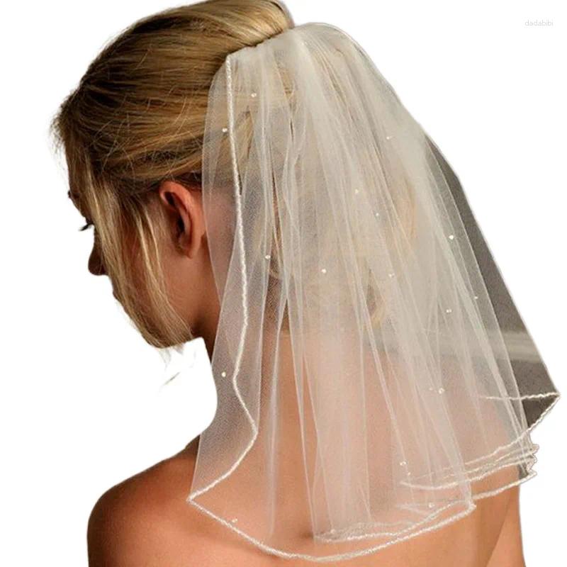 Bridal Veils Wedding Veil Krótkie Vails z tiulą rhinestone na panieński imprezę 38 cm