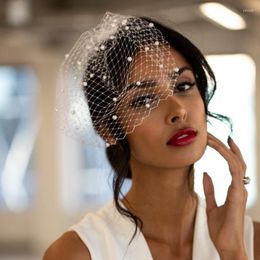 Bridal Veils Whintey Birdcage Veil Blusher White Comb For Fascinators Black Face Net Mask Hair Jewelry Accessories