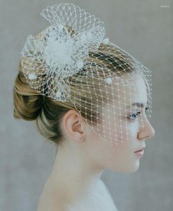 Voiles de mariée blanc ivoire net cage à oiseaux charmant voile de mariage chapeaux visage fascinateur avec peigne