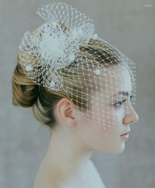 Voiles de mariée blanc ivoire net cage à oiseaux charmant voile de mariage chapeaux visage fascinateur avec peigne