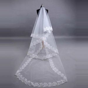 Voiles de mariée dentelle blanche longue robe de mariée robe De Noiva couvre la tête