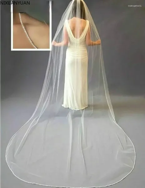 Veils de mariée accessoires de mariage en gros élégant 3M Cathédrale Crystal Edge Veil Custom Made 1 Tier avec peigne