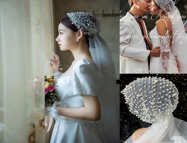 Veils de mariée sans peigne 1 m de long Veil un mariage un couches avec perles velos de noiva perles accessoires de mariage mariage1753470