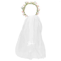 Bruids sluiers kransen bloemenmeisje haaraccessoire slingerkroon kroon kunstmatige kunstmatige vrouw roze hoofdbanden voor bruid kind