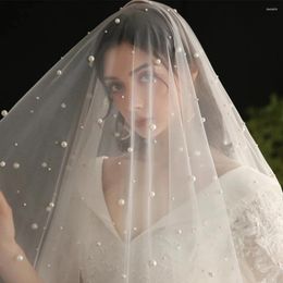 Veaux de mariée Youlapan Classic Pearl Veil avec rouleau de mariage à fard à joues Accessoires de peigne avant et arrière V13