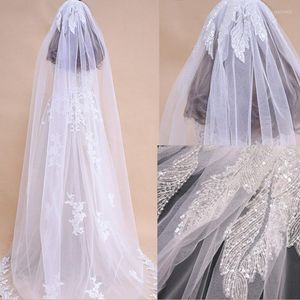 Veaux de mariée Youlapan V19 Wholesale 2 m 1 dentelle Edge blanc ivoire catherdal Veil de mariage long avec des paillettes