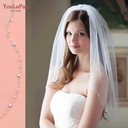 Voiles de mariée YouLaPan V33 robe de mariée voile paillettes robes courtes pour femmes voilées avec peigne cristal perlé Bling