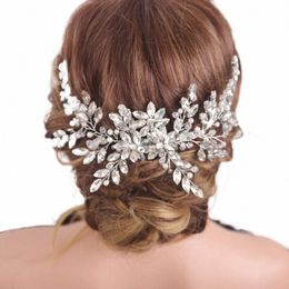 Mariée Vintage Sier Full Rhinestes Big Hair Comb Bridal Shinny Perles et Cristaux Comb Headpiece Bridal Hair Piece Mariage t7nR #