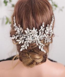 Bridal Vintage Silver Full Full Full Hair Peigt Bridal Pearls and Crystals Peigners Pièce Bridal Hair Piece Mariage 2265737299