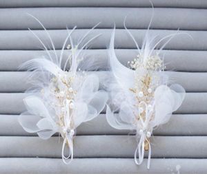 Accessoires de mariage de la mariée Pièce de fleur de tête de soie plume Headwearwear 9696758
