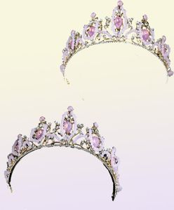 Bruids bruiloft kroon schattige roze traan kristal kronen vrouwen strass pageant tiara diadeem haar ornament vrouwen accessoires4705471