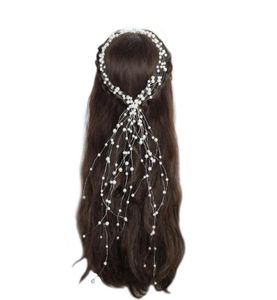 Bridal Wedding Crystal Bride Hair Accessoires Perle Fleur Bandeau à la main Perles de coiffeur à la main Perles de cheveux Pobre de cheveux pour femmes JCG1583750350