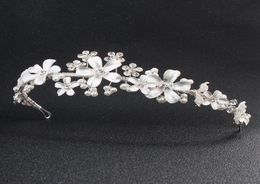 Bridal Wedding Crystal Hicestone Coiffure Bandon Crown Tiara Wedding Pearl Tiara Ivory White Jewelry Decorations for Hair JCI0686129753